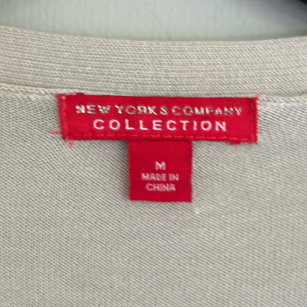 Y2K NEW YORK & COMPANY 90s Silk Blend Cardigan Academia Minimalist Capsule Sz M - Picture 2 of 14